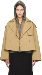 Juun.J Beige Cropped Trench Coat