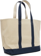 Sporty & Rich Off-White & Navy 94 Racquet Club Two Tone Tote