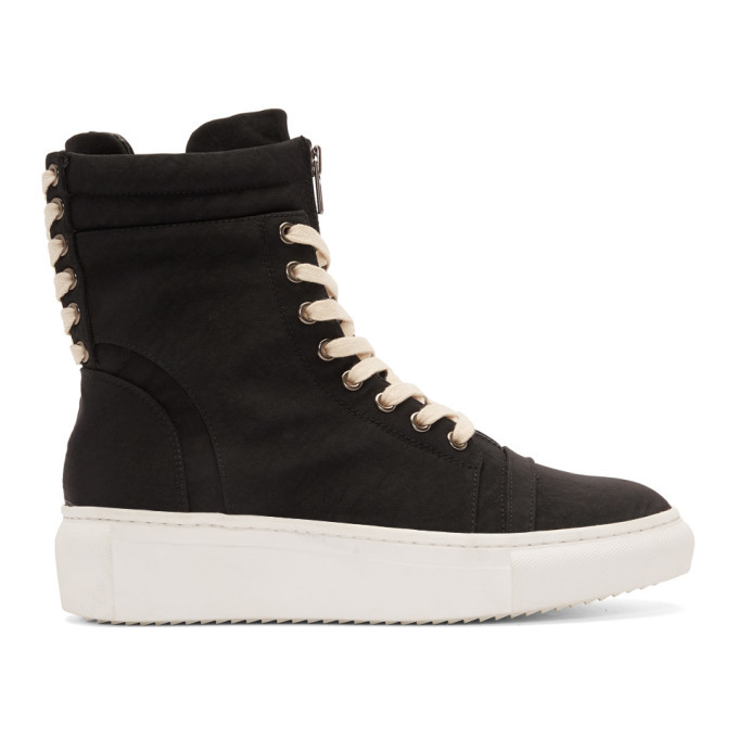 D by D Black Double Lace High-Top Sneakers