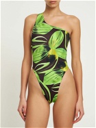 LOUISA BALLOU Plunge Printed Onepiece Swimsuit
