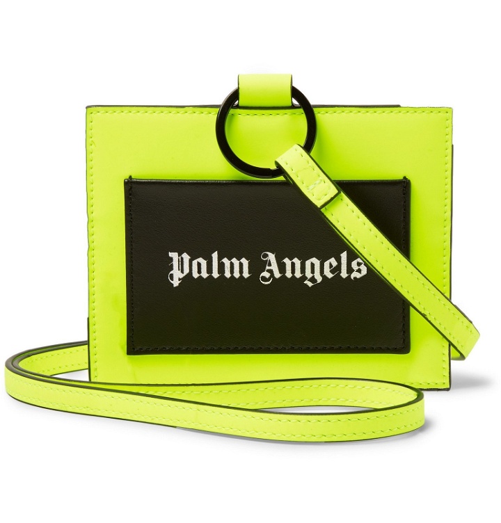Photo: Palm Angels - Iconic Leather-Trimmed Neon PU Cardholder - Yellow