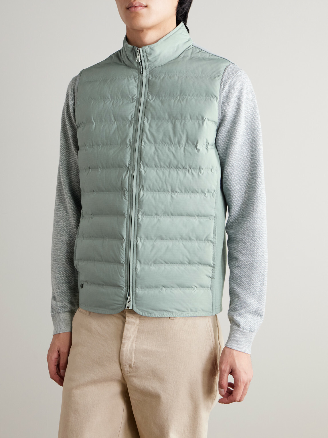 Peter Millar - Winsome Hybrid Quilted Striped Shell and Piqué Gilet - Green