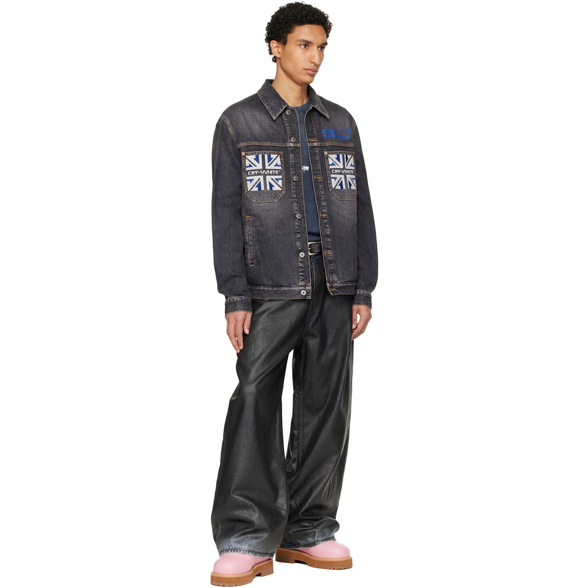 Off-White Black Royal Flag Skate Denim Jacket