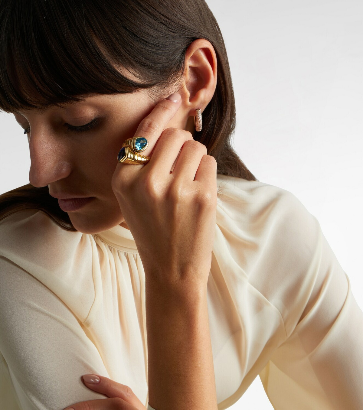 Marina B Toi Et Moi 18kt gold ring with topaz and tanzanite