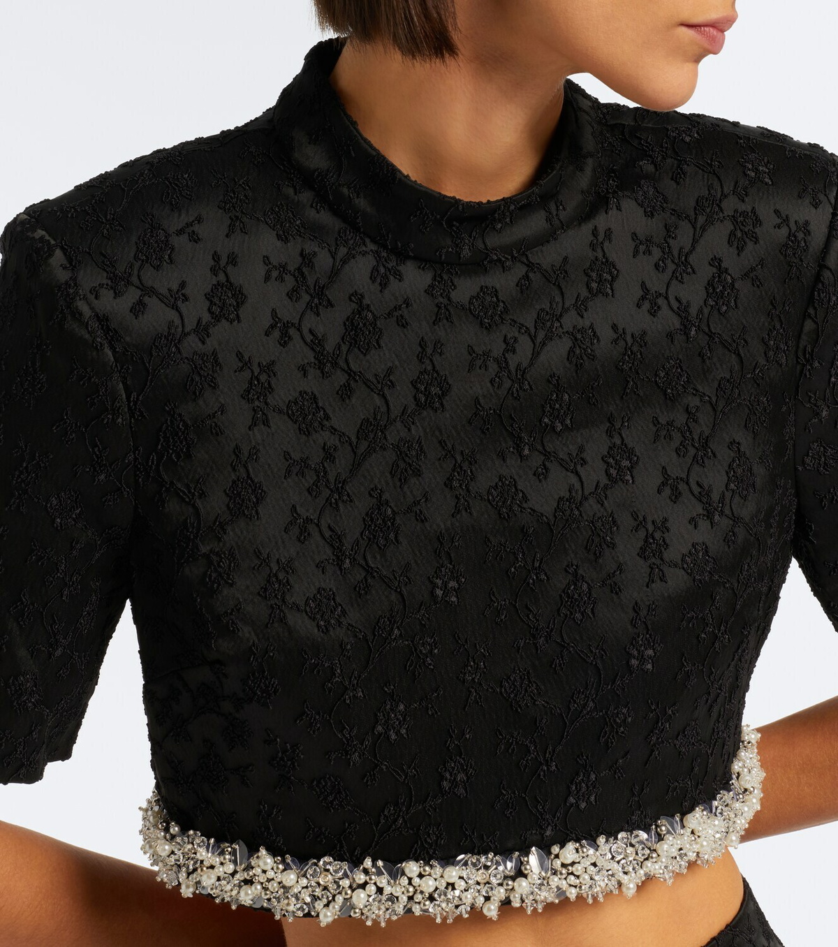 Simkhai Jalen embellished jacquard crop top