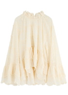 Lug Von Siga Kirke Embroidered Cotton-blend top Ecru