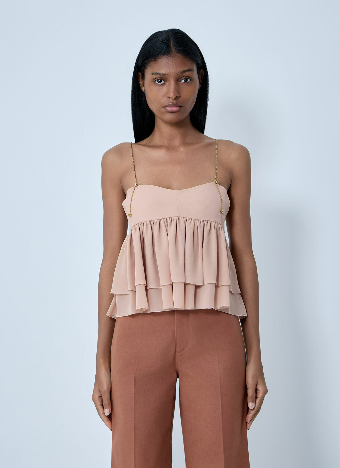 Chloé Sleeveless Ruffle Top