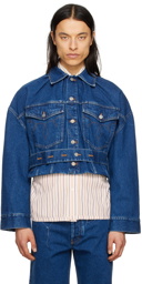 Meryll Rogge Blue Cropped Denim Jacket