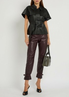 Skiim Eloise Belted Leather Shirt Black