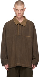 Aviva Jifei Xue Brown Spread Collar Polo