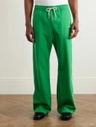 CELINE - Straight-Leg Logo-Embroidered Striped Jersey Track Pants - Green