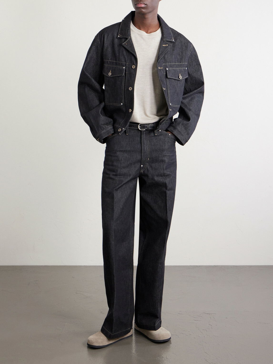 The Elder Statesman - Lenny Ribbed Wool, Silk and Linen-Blend T-Shirt - Neutrals