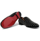 Christian Louboutin - Rollerboy Spikes Grosgrain-Trimmed Suede Loafers - Black