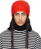 Jil Sander Red Irregular Texture Wool Beanie
