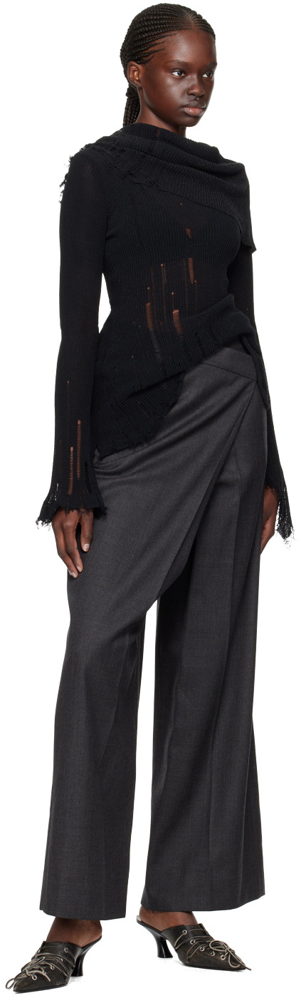 THE BLACK METALLIC DISTRESSED KNITTED SWEATER