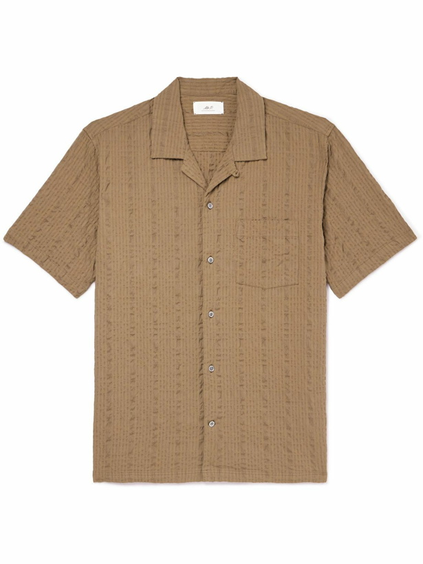 Photo: Mr P. - Convertible-Collar Cotton-Seersucker Shirt - Brown