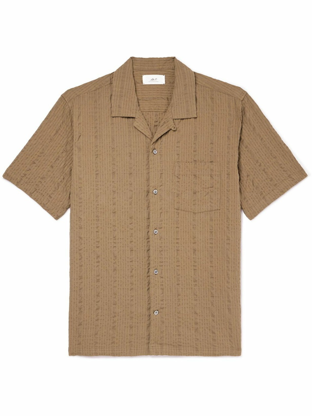 Photo: Mr P. - Convertible-Collar Cotton-Seersucker Shirt - Brown