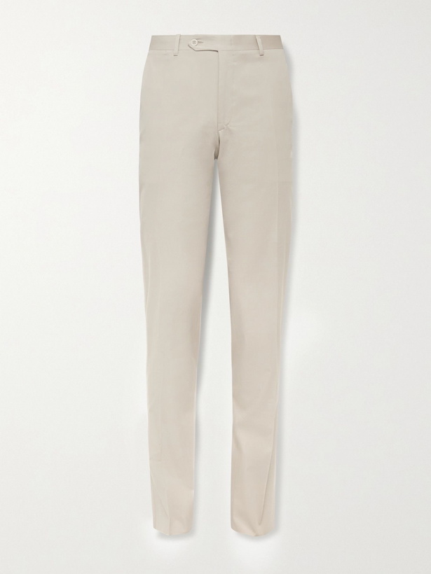 Photo: Canali - Slim-Fit Cotton-Blend Twill Suit Trousers - Neutrals