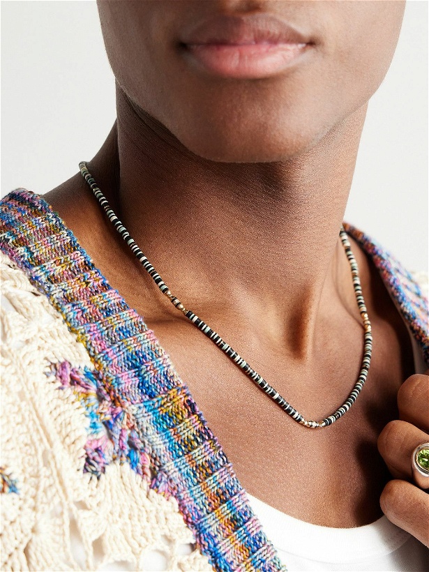 Photo: MAOR - Housa 18-Karat Gold, Amazonite and Diamond Beaded Necklace