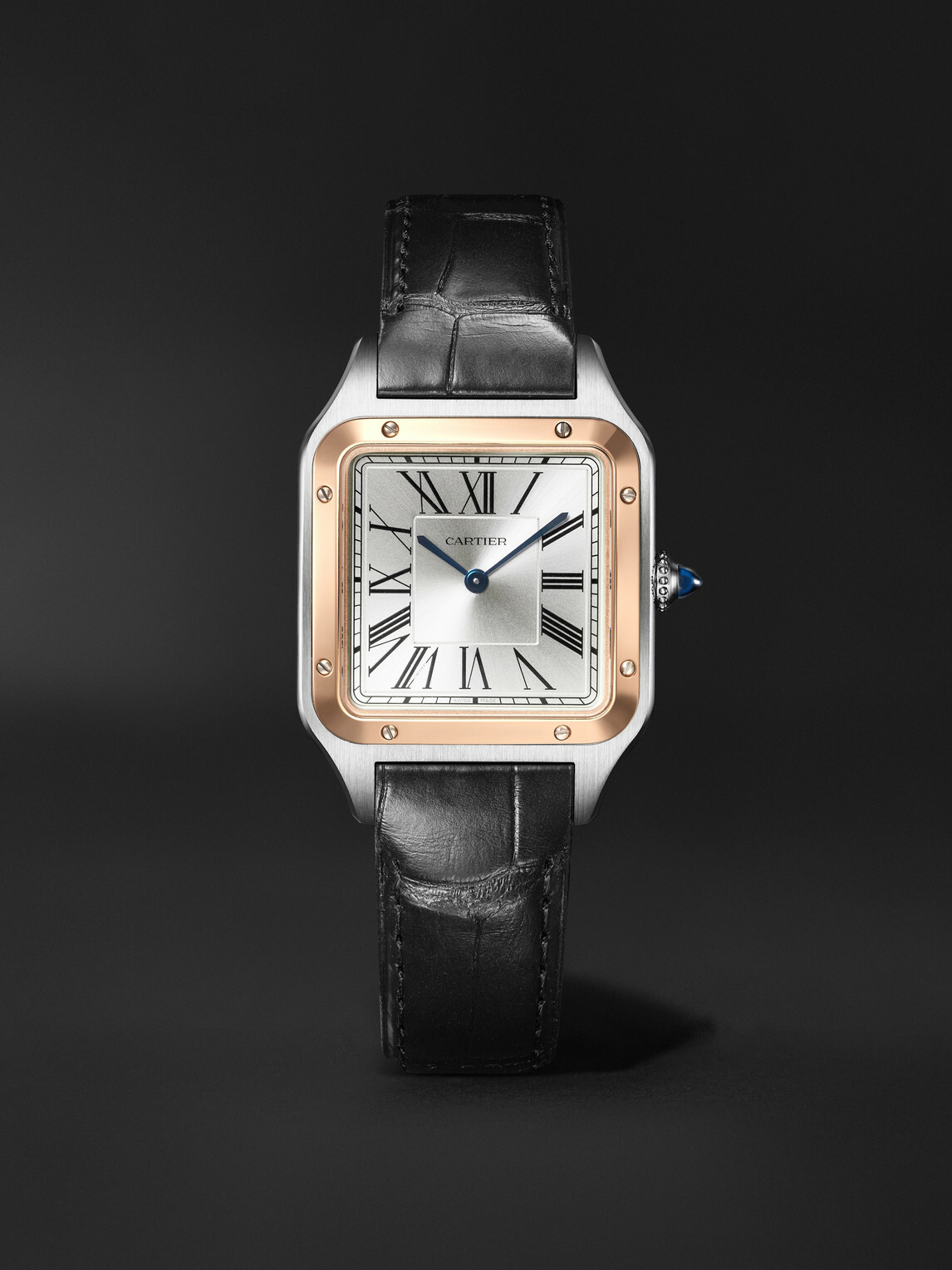 Cartier - Santos-Dumont Large 43.5mm 18-Karat Rose Gold, Stainless Steel and Alligator Watch, Ref. No. CRW2SA0037