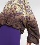 Dries Van Noten Hannett draped floral cotton sweatshirt