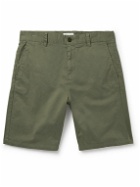 NN07 - Crown 1090 Straight-Leg Brushed Organic Cotton-Blend Twill Shorts - Green