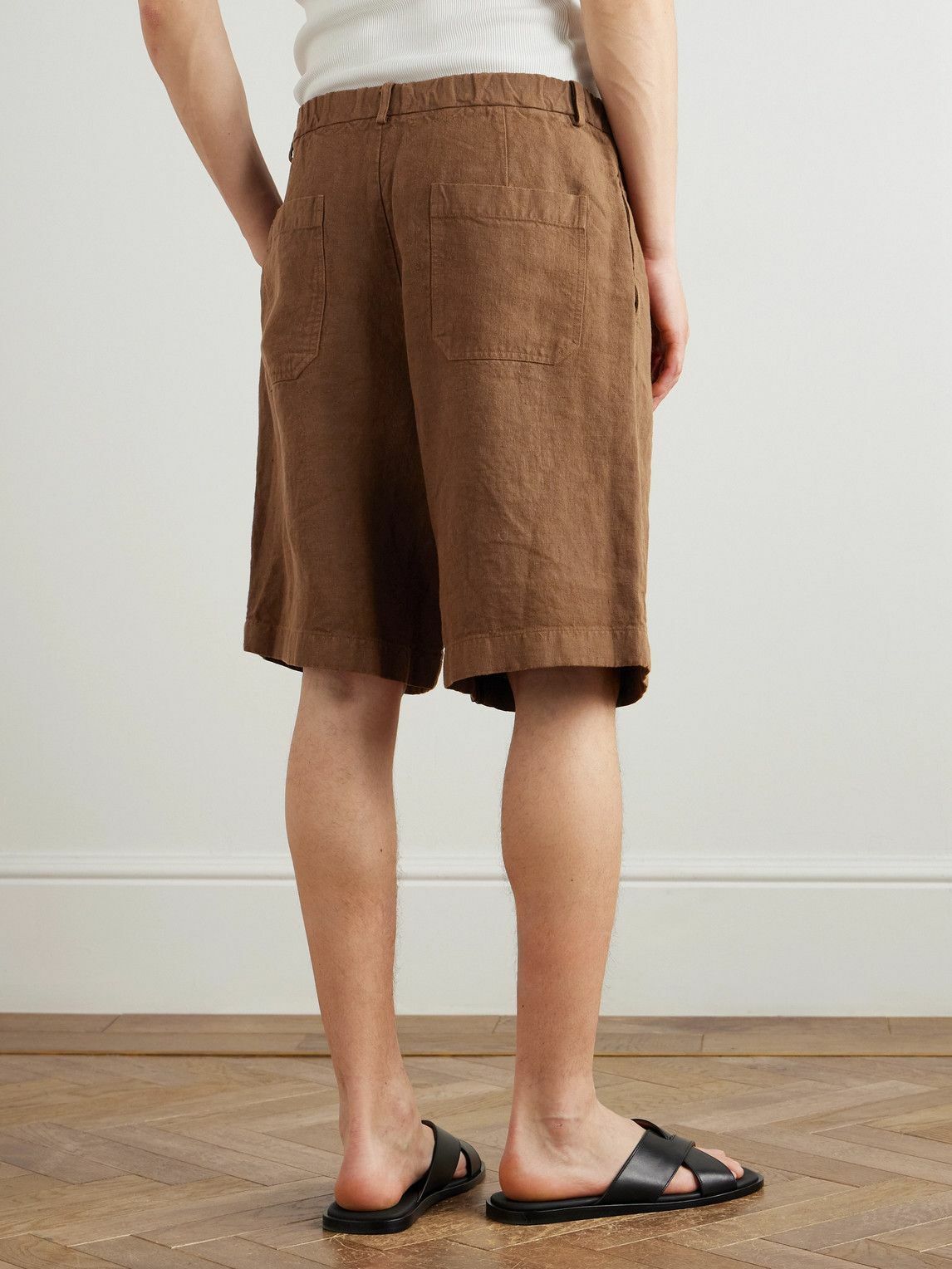 Federico Curradi - Wide-Leg Linen Shorts - Brown