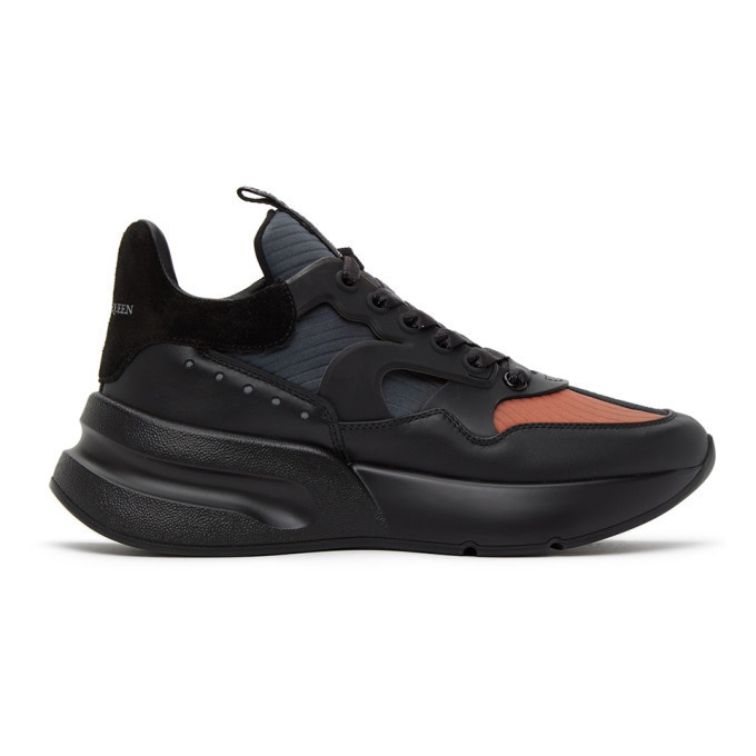 Photo: Alexander McQueen Black and Orange Panelled High Sneakers