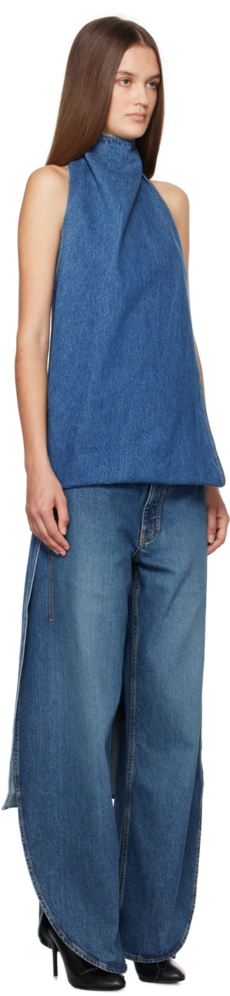 ALAÏA Blue Asymmetric Cape Top