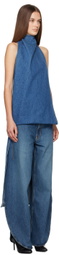 ALAÏA Blue Asymmetric Cape Top