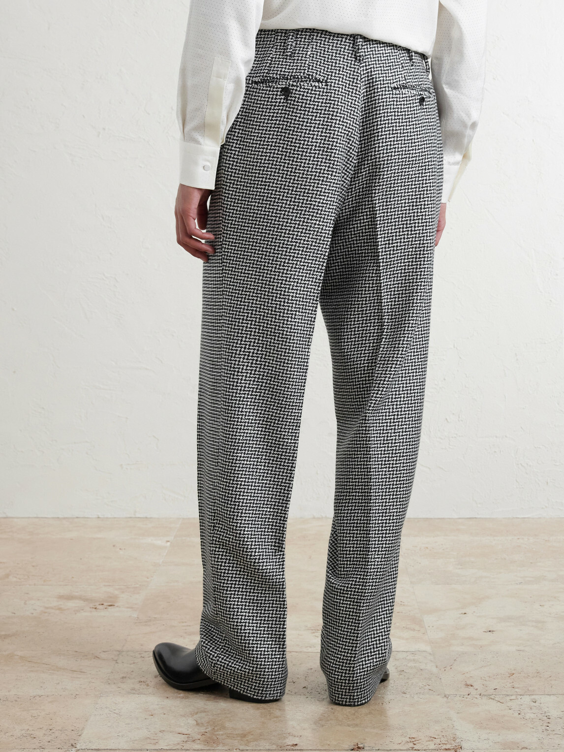 TOM FORD - Straight-Leg Sequin-Detailed Houndstooth Wool-Blend Suit Trousers - Black