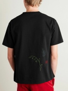 BODE - Field Guide Embroidered Cotton-Jersey T-Shirt - Black