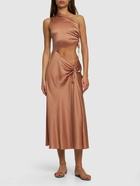 ALBERTA FERRETTI One Shoulder Cutout Satin Midi Dress