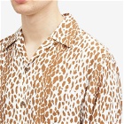 Wacko Maria Men's Long Sleeve Leopard Vacation Shirt in Brown