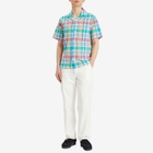 Dubbleware Men's Quincy Madras Vacation Shirt in Green/Pink