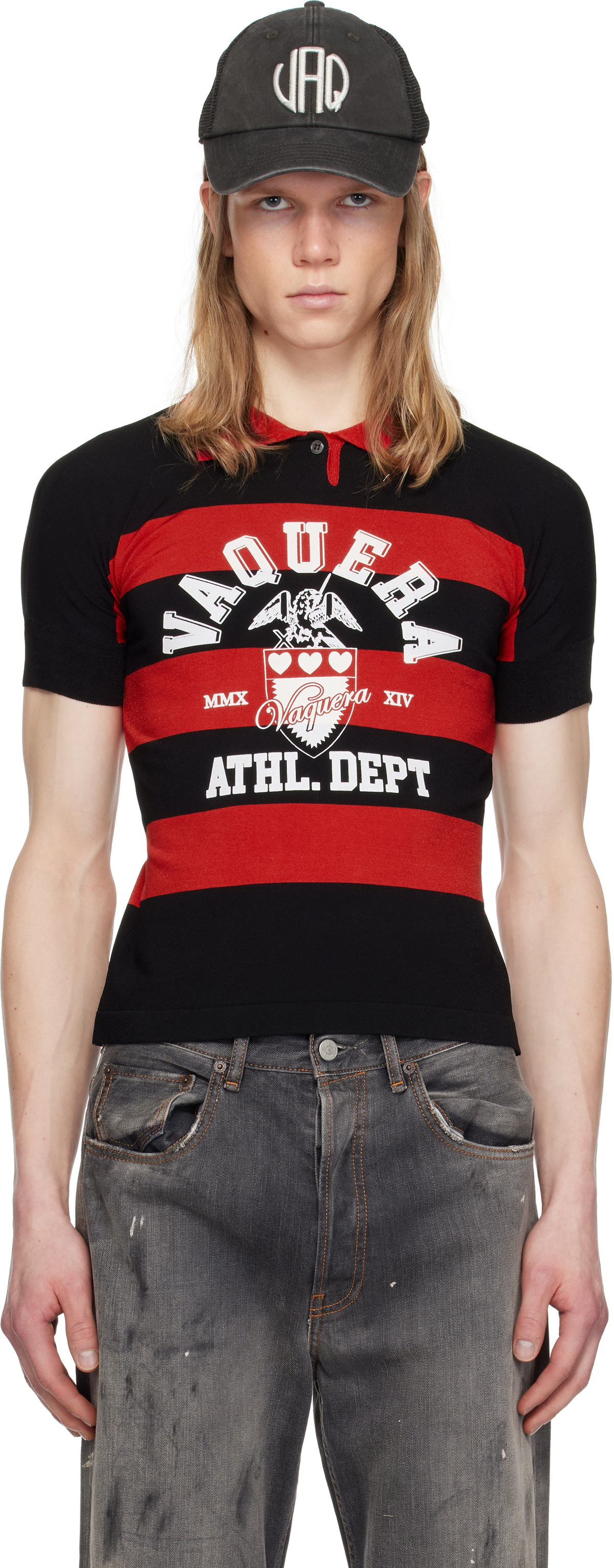 VAQUERA Black & Red Striped Polo