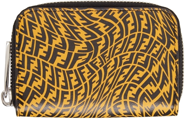 Photo: Fendi Yellow & Black FF Vertigo Zip-Around Wallet