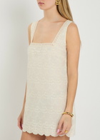 Solaqua Delilah Embroidered Cotton Mini Dress Ivory