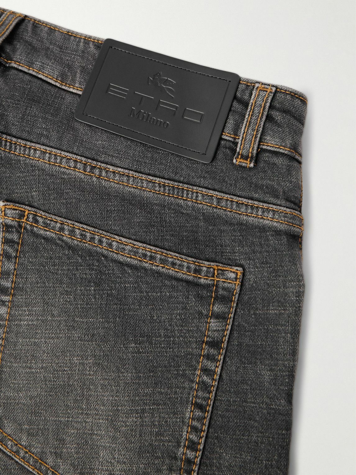 Etro - Roma Slim-Fit Straight-Leg Logo-Embroidered Jeans - Gray