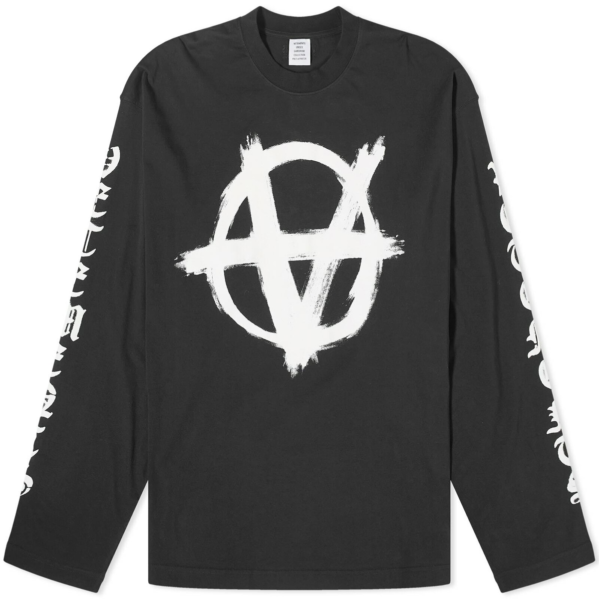 Vetements Men's Double Anarchy Long Sleeve T-Shirt in Black