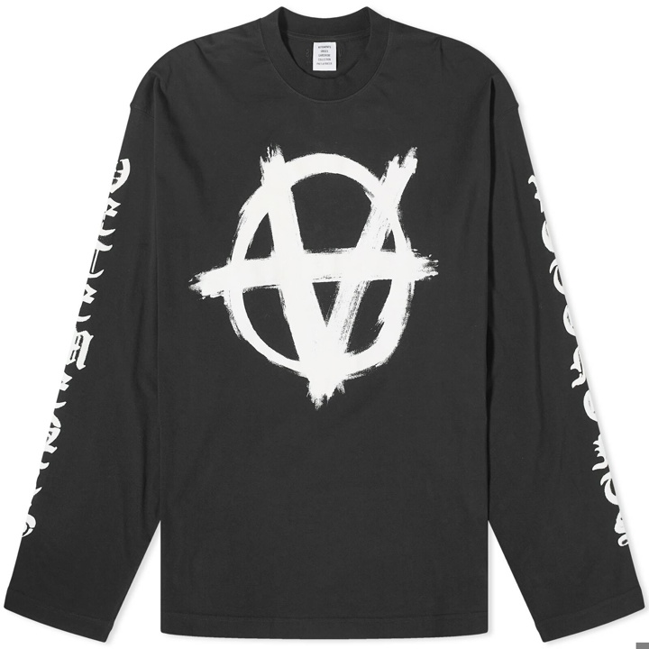 Photo: Vetements Men's Double Anarchy Long Sleeve T-Shirt in Black