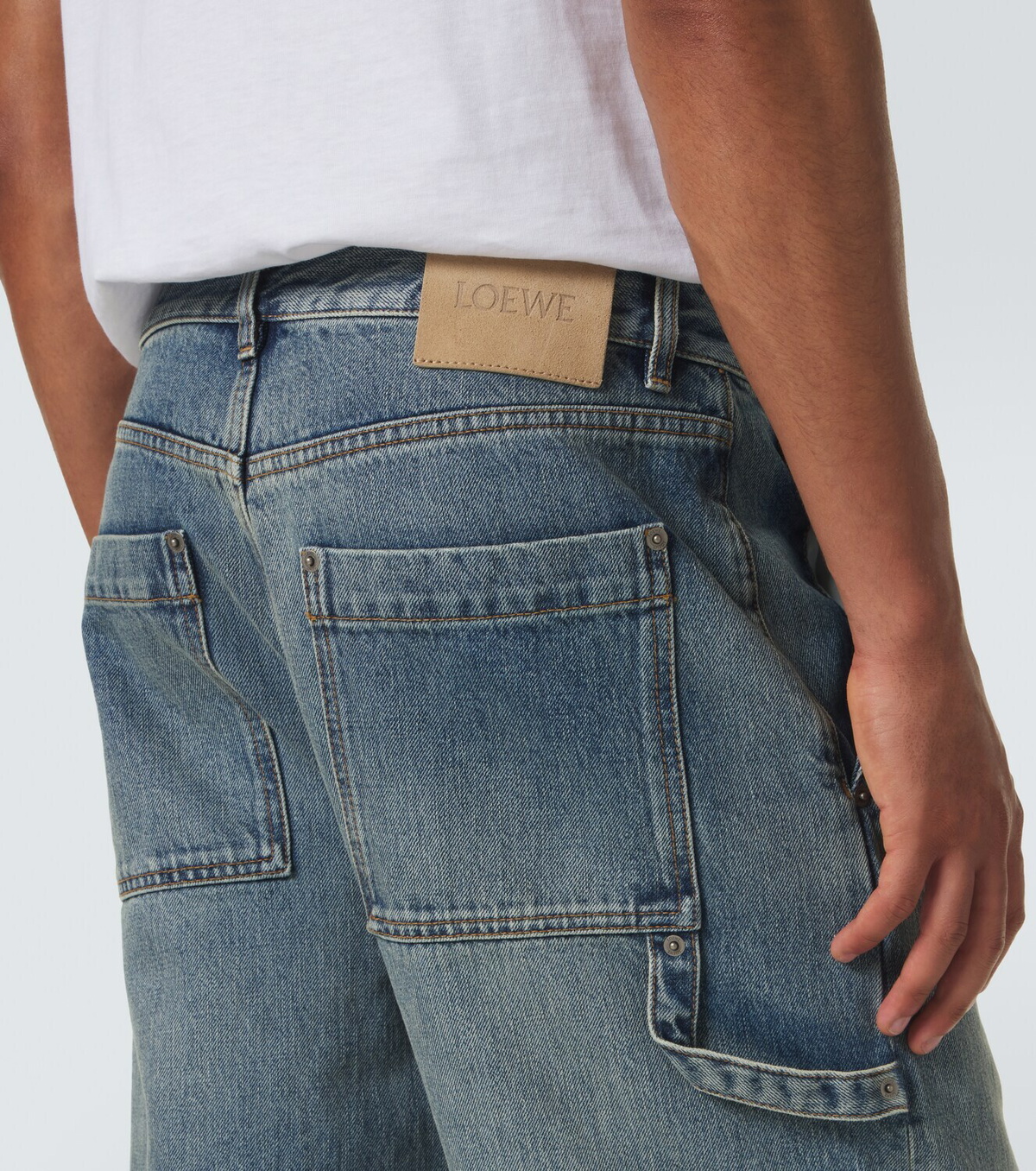 Loewe Suede-trimmed straight jeans