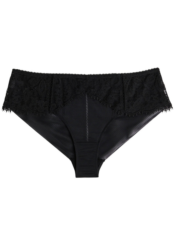 Photo: Simone PÉRÈLE Précieuse Floral-embroidered Mesh Briefs Black