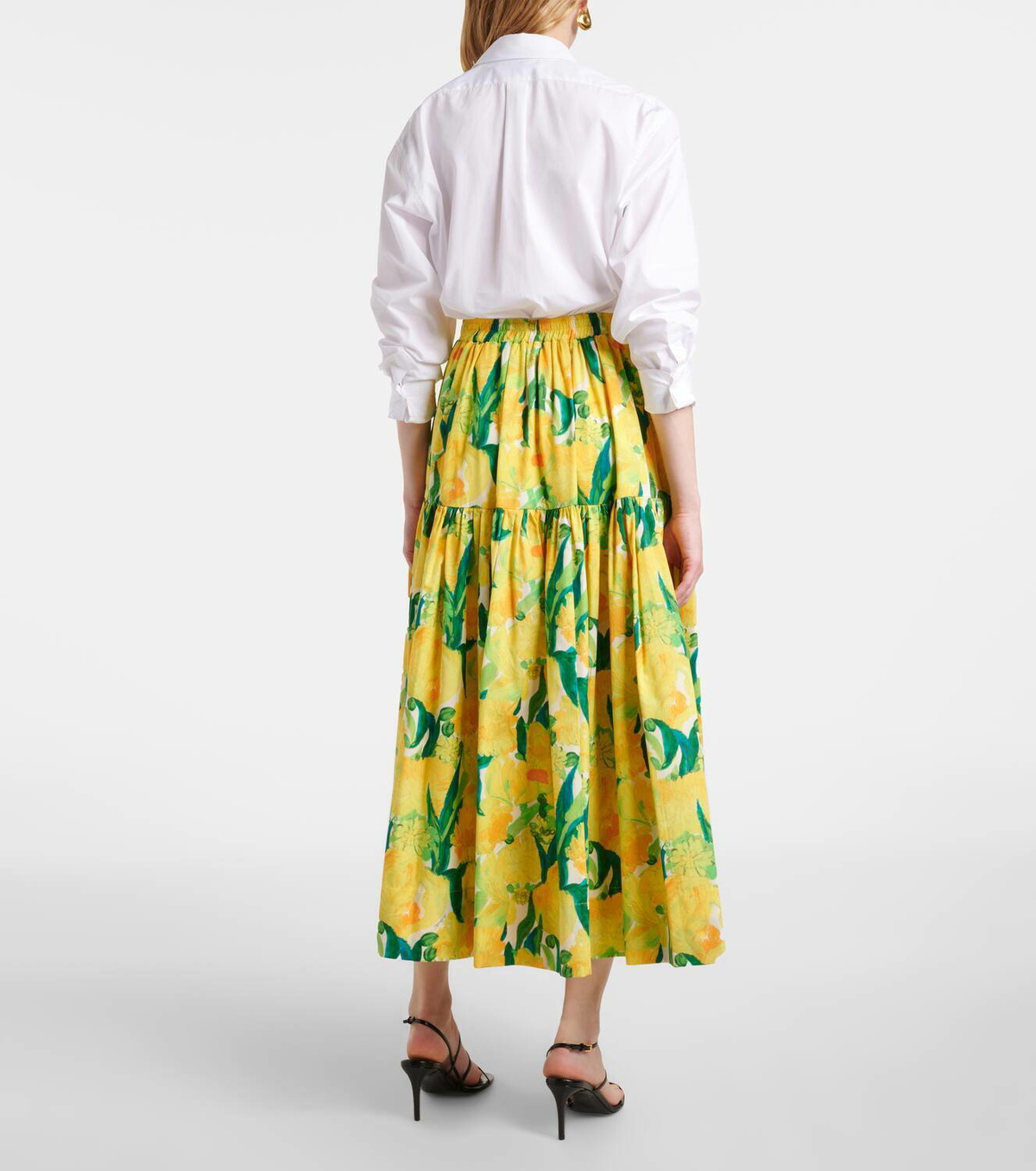 La DoubleJ Oscar printed cotton poplin midi skirt
