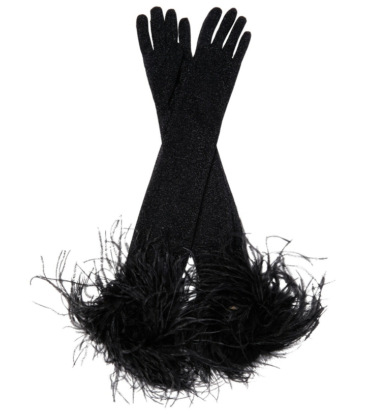 Photo: Oseree - Lumière feather-trimmed gloves