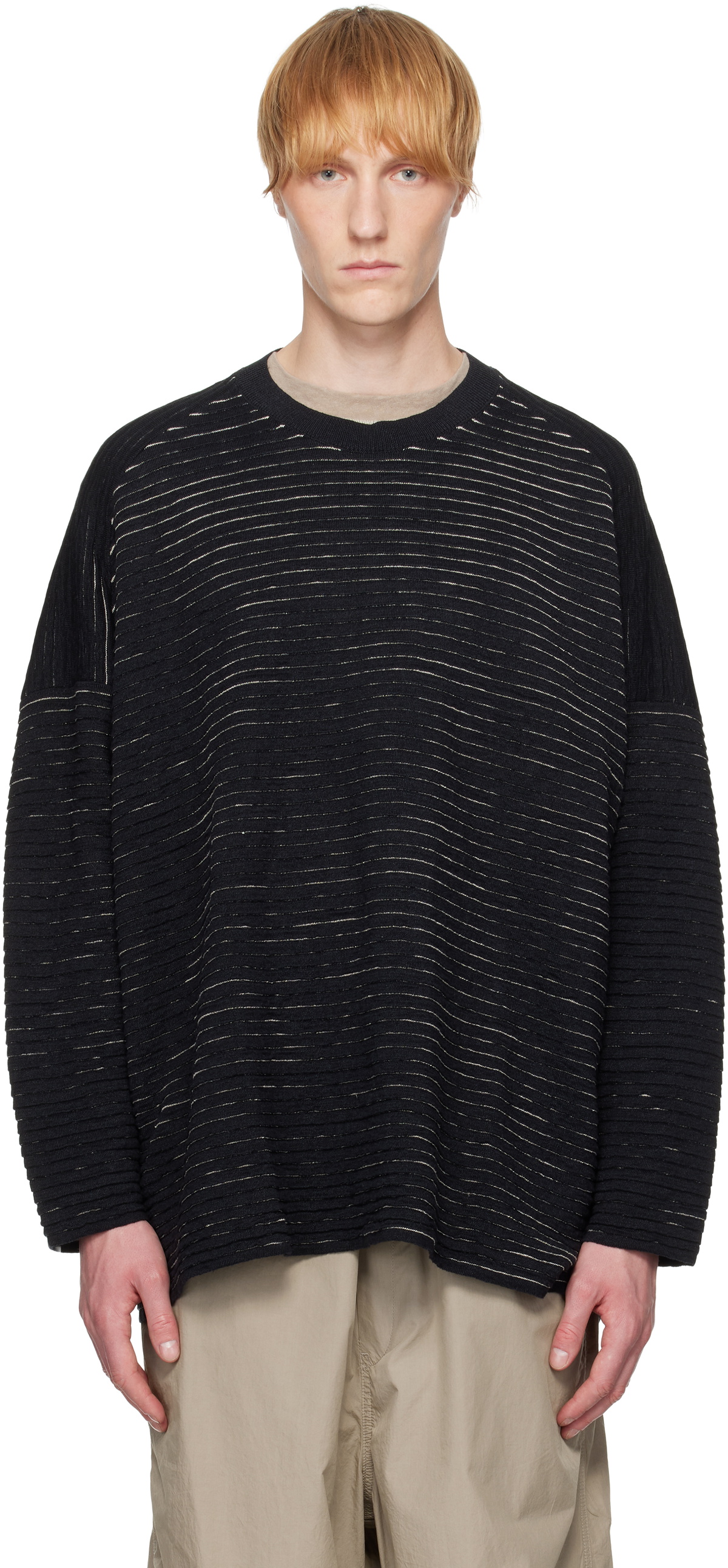 Jan-Jan Van Essche Black O-Project Linen Cotton Yarn Knit#70
