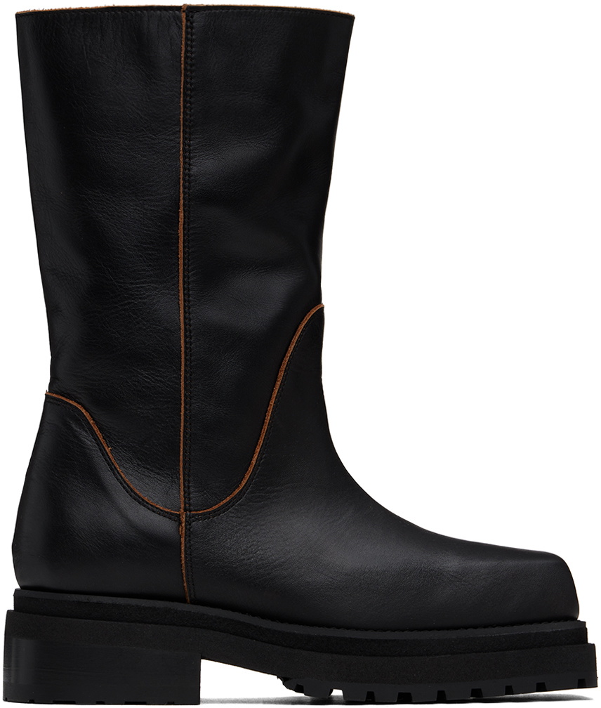 Eckhaus Latta Black Stacked Boots Eckhaus Latta
