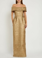 Rebecca Vallance Solana Brocade Woven Gown Gold