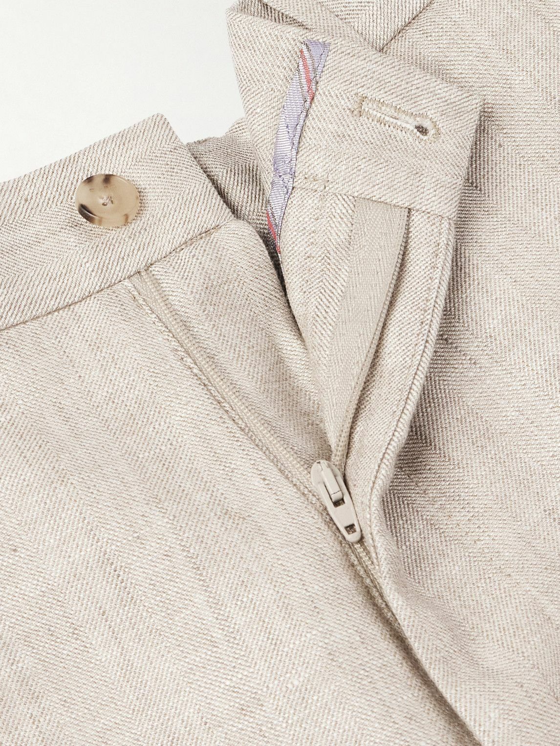 Etro - Tapered Linen and Wool-Blend Trousers - Neutrals
