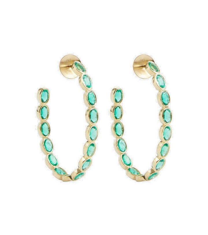Photo: Octavia Elizabeth Oval Eternity 18kt gold earrings with emeralds